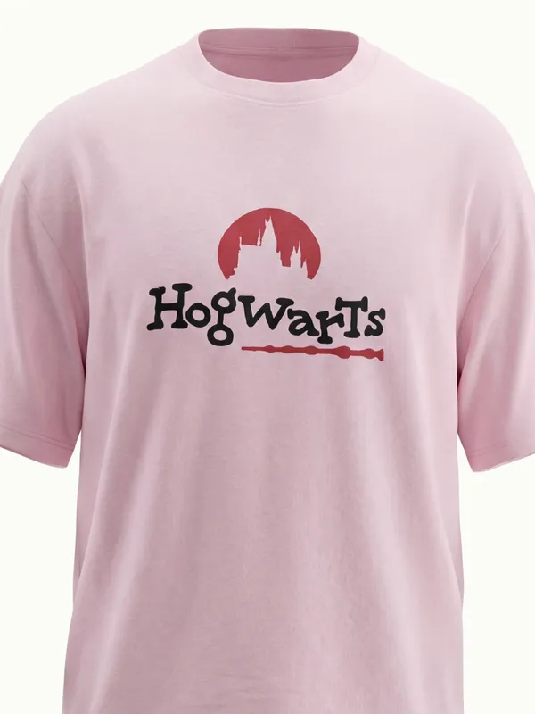 WB By Highlander Men Pink Harry Potter Printed Round Neck T-Shirt