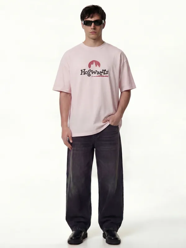 WB By Highlander Men Pink Harry Potter Printed Round Neck T-Shirt