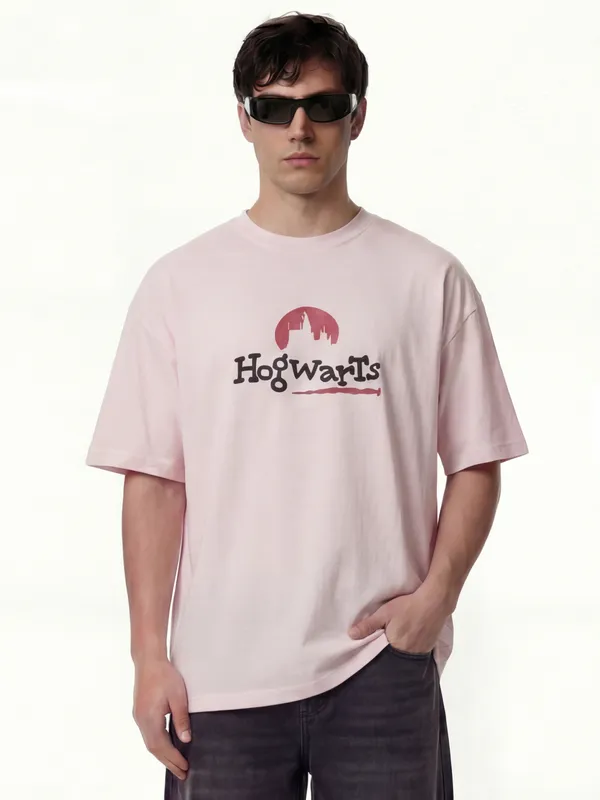 WB By Highlander Men Pink Harry Potter Printed Round Neck T-Shirt
