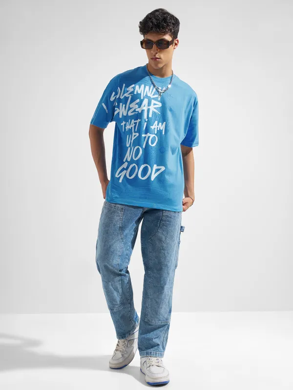 WB By Highlander Men Blue Harry Potter Printed Round Neck T-Shirt