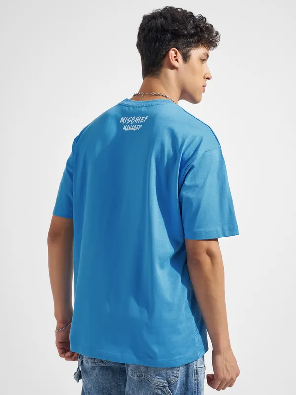 WB By Highlander Men Blue Harry Potter Printed Round Neck T-Shirt