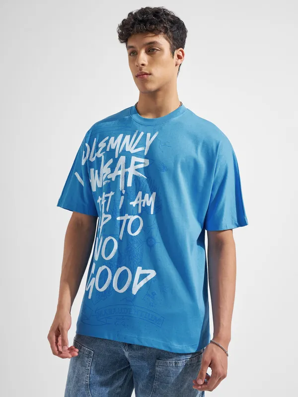 WB By Highlander Men Blue Harry Potter Printed Round Neck T-Shirt