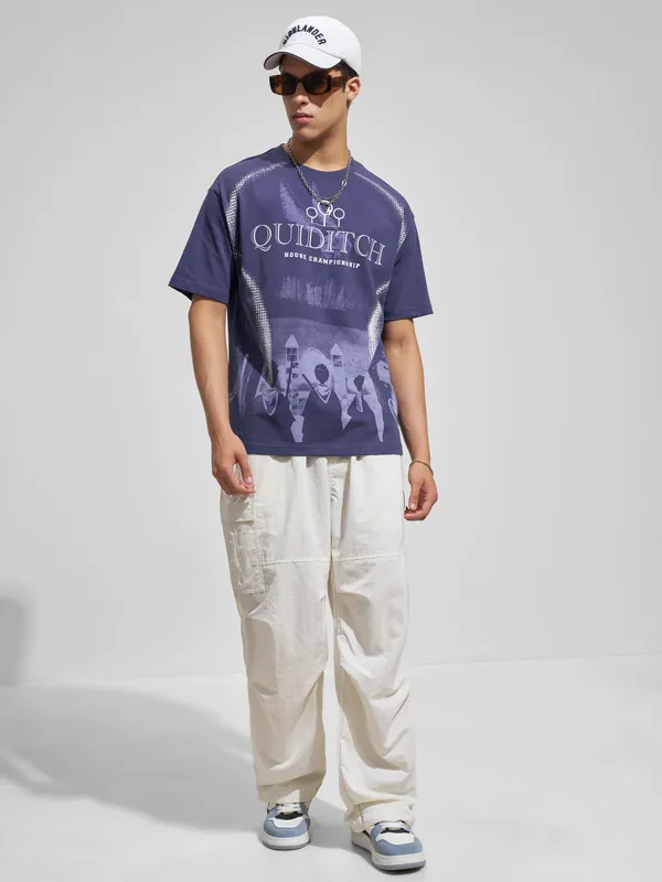 WB By Highlander Men Blue Harry Potter Printed Round Neck T-Shirt