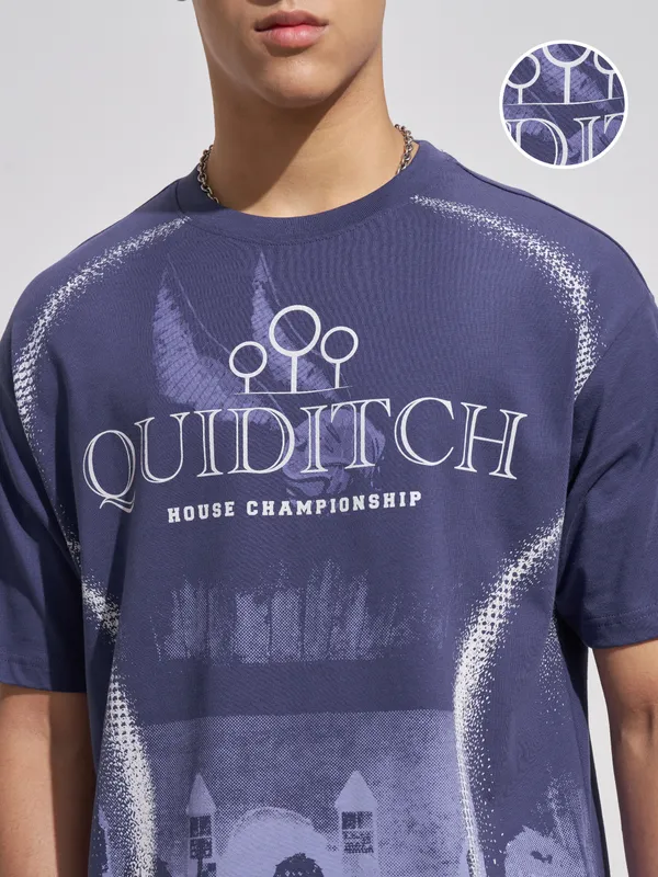 WB By Highlander Men Blue Harry Potter Printed Round Neck T-Shirt