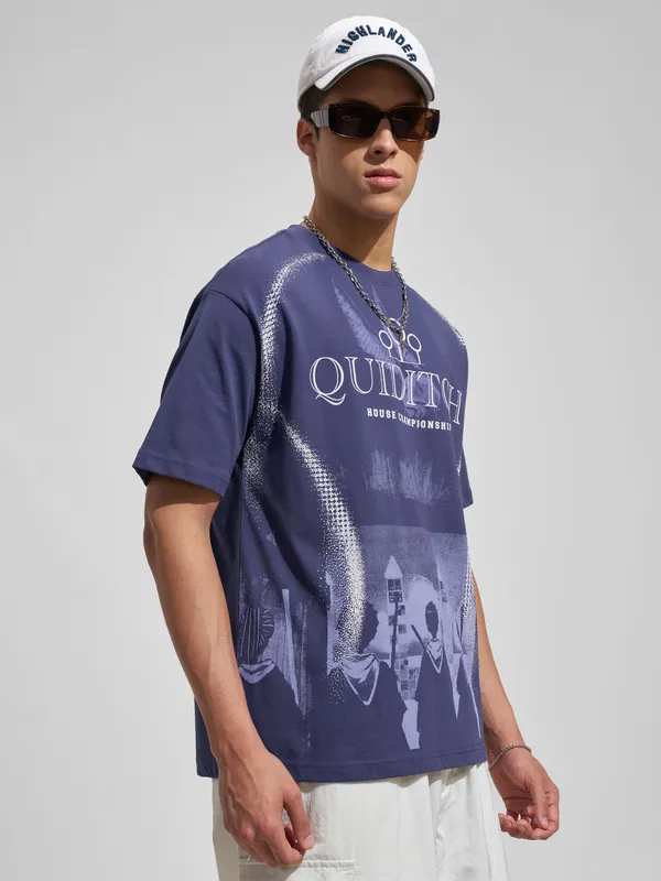 WB By Highlander Men Blue Harry Potter Printed Round Neck T-Shirt