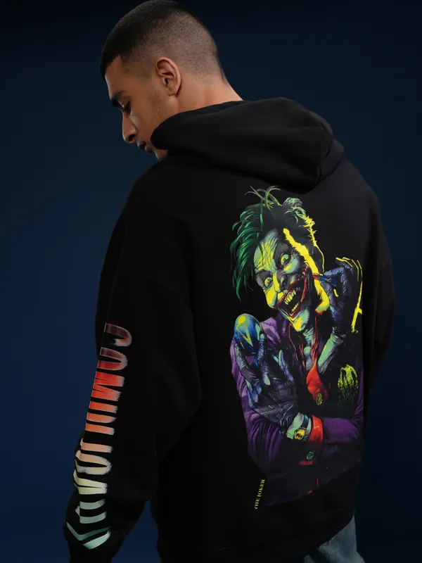 DC By Highlander Men Black Joker Hooded Pullover Sweatshirt