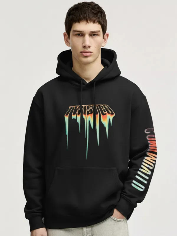 DC By Highlander Men Black Joker Hooded Pullover Sweatshirt