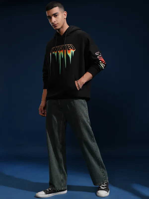 DC By Highlander Men Black Joker Hooded Pullover Sweatshirt