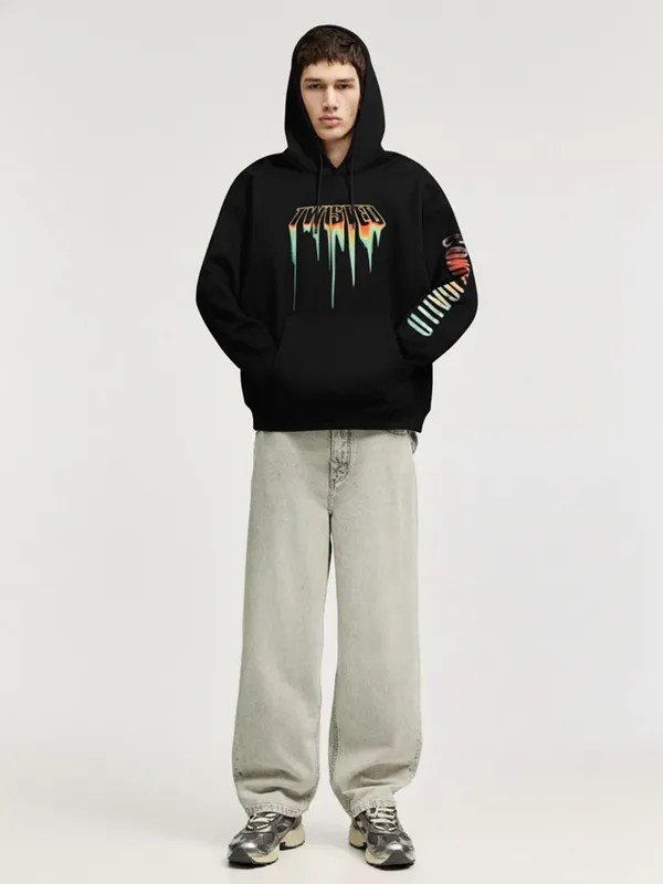 DC By Highlander Men Black Joker Hooded Pullover Sweatshirt