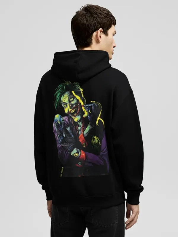 DC By Highlander Men Black Joker Hooded Pullover Sweatshirt