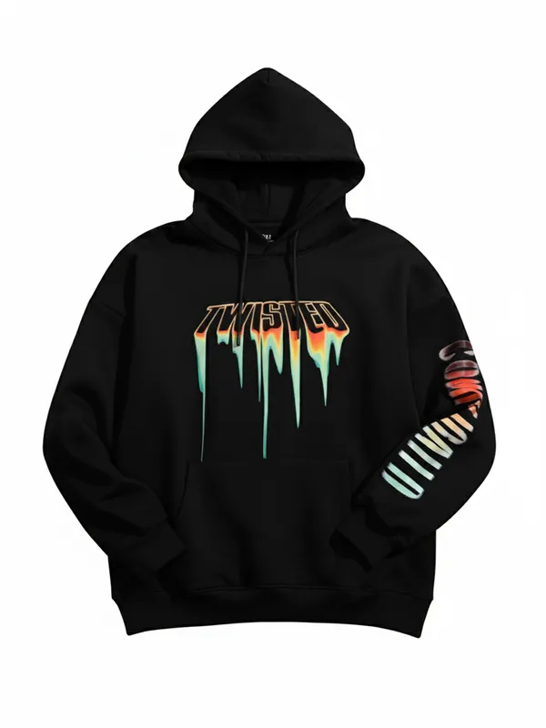 DC By Highlander Men Black Joker Hooded Pullover Sweatshirt