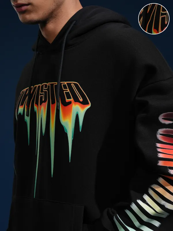 DC By Highlander Men Black Joker Hooded Pullover Sweatshirt