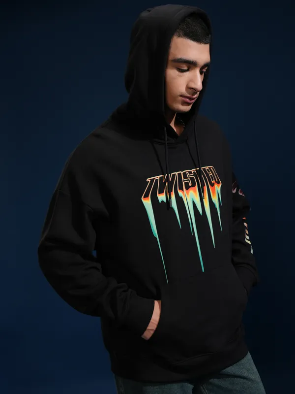 DC By Highlander Men Black Joker Hooded Pullover Sweatshirt