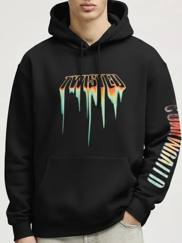 DC By Highlander Men Black Joker Hooded Pullover Sweatshirt