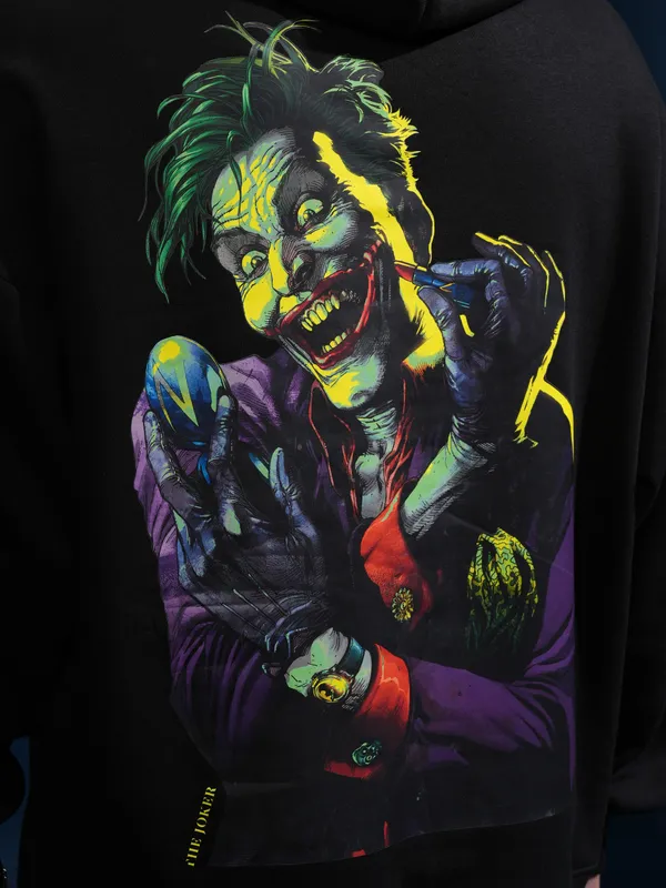 DC By Highlander Men Black Joker Hooded Pullover Sweatshirt