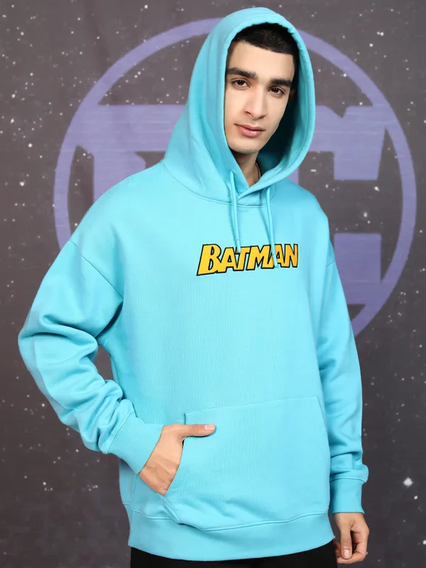 DC By Highlander Men Blue Batman Hooded Pullover Sweatshirt