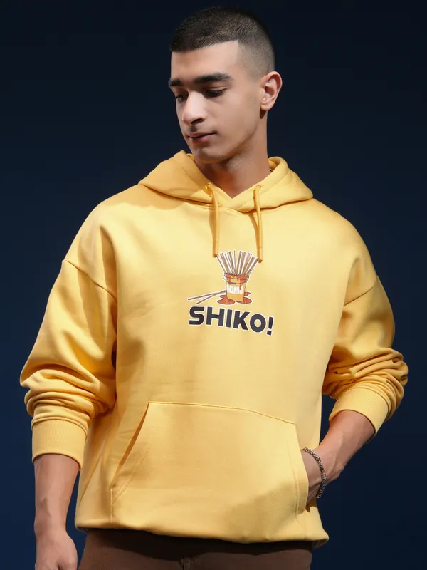 Disney By Highlander Men Yellow Shiko Hoodie Oversized Fit Sweatshirt