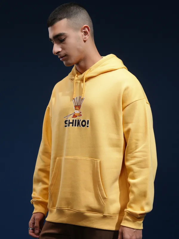 Disney By Highlander Men Yellow Shiko Hoodie Oversized Fit Sweatshirt