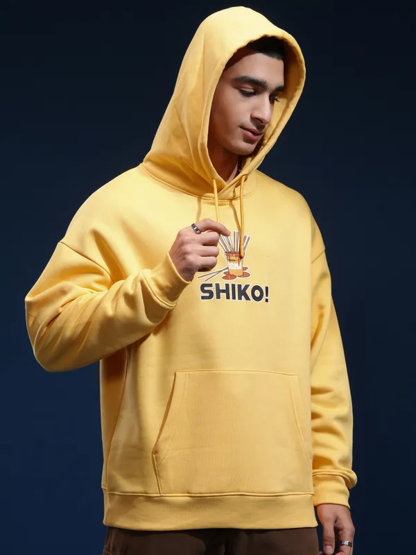 Disney By Highlander Men Yellow Shiko Hoodie Oversized Fit Sweatshirt