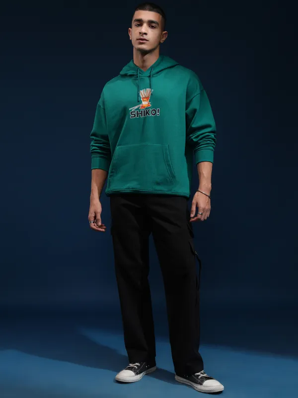 Disney By Highlander Men Green Shiko Hoodie Oversized Fit Sweatshirt