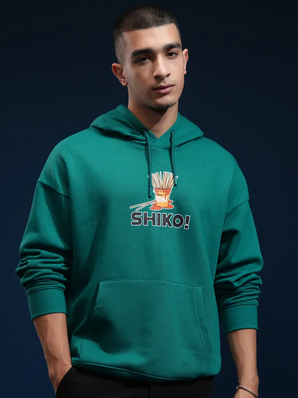 Disney By Highlander Men Green Shiko Hoodie Oversized Fit Sweatshirt