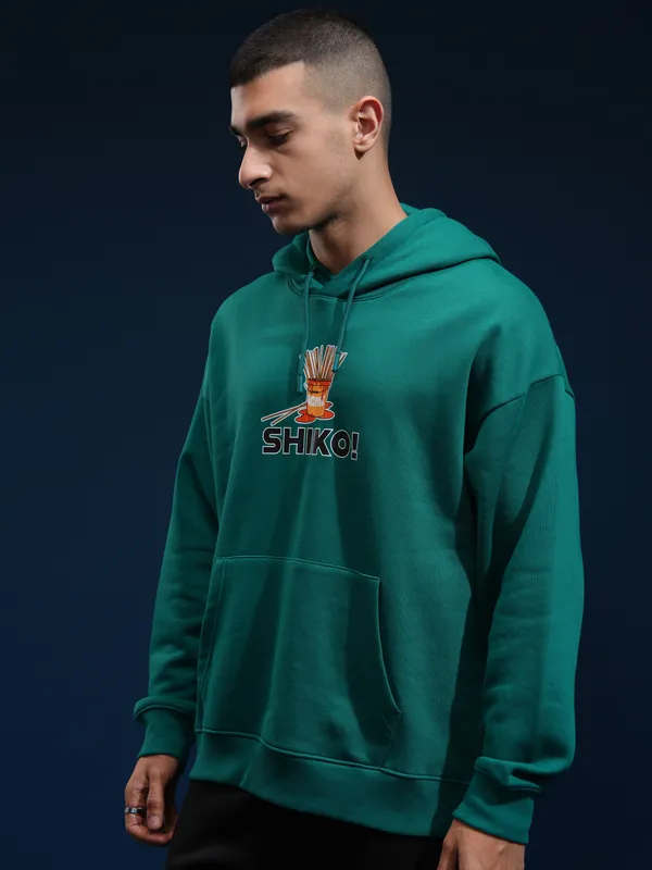 Disney By Highlander Men Green Shiko Hoodie Oversized Fit Sweatshirt