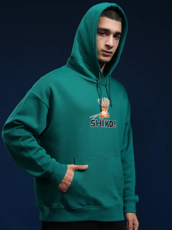 Disney By Highlander Men Green Shiko Hoodie Oversized Fit Sweatshirt