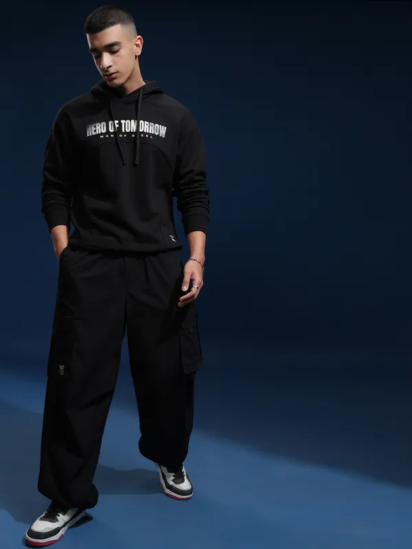 DC By Highlander Men Black Superman Hooded Pullover Sweatshirt