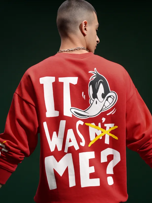 Daffy Duck Men Printed Sweatshirt