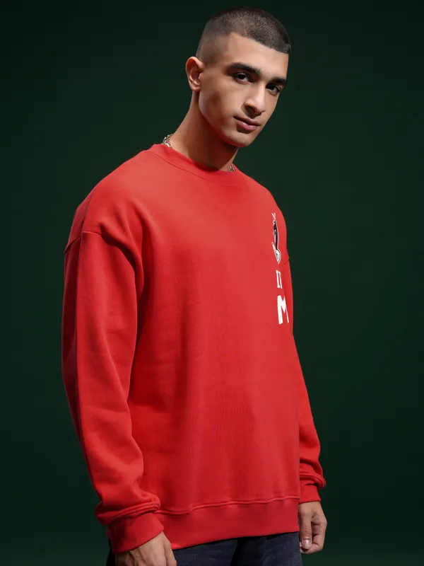 WB By Highlander Men Red Daffy Duck Round Neck Pullover Sweatshirt