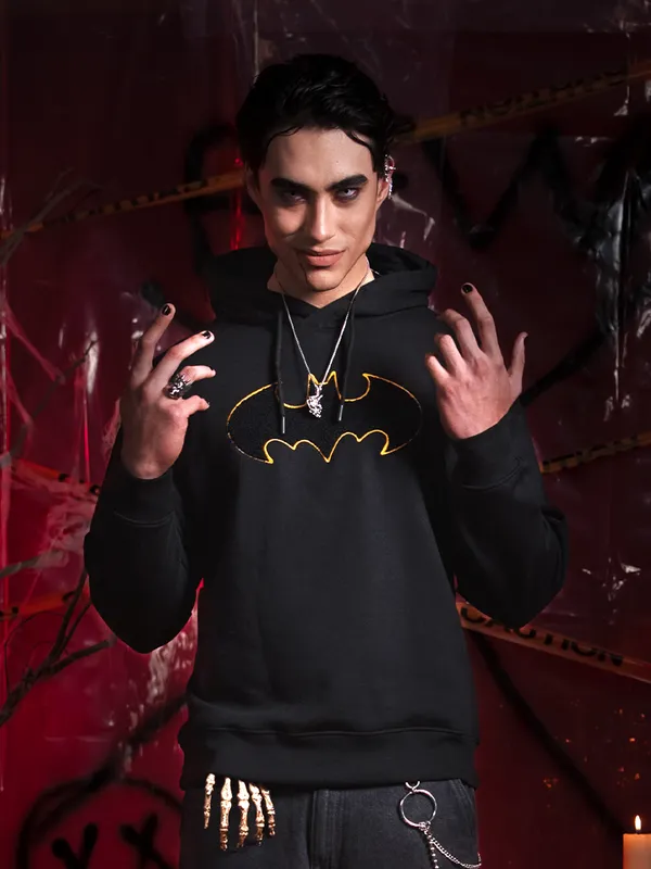 DC By Highlander Men Black Batman Hooded Pullover Sweatshirt