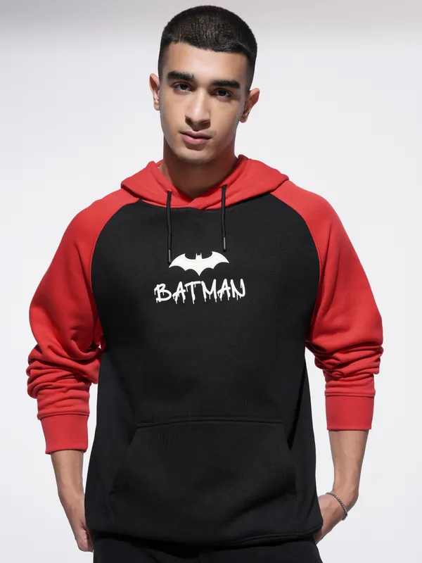DC By Highlander Men Black Batman Hoodie Sweatshirt
