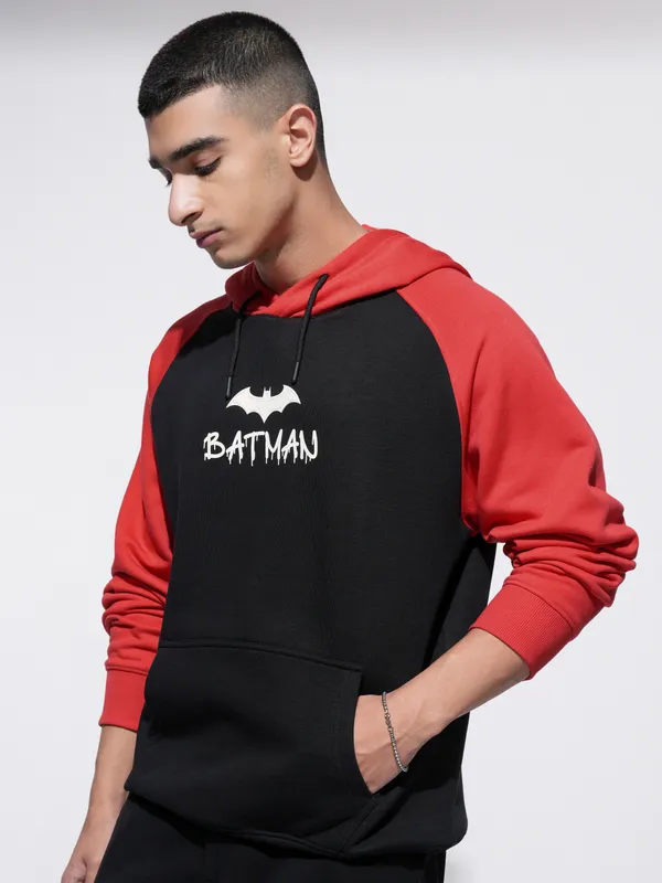 DC By Highlander Men Black Batman Hoodie Sweatshirt