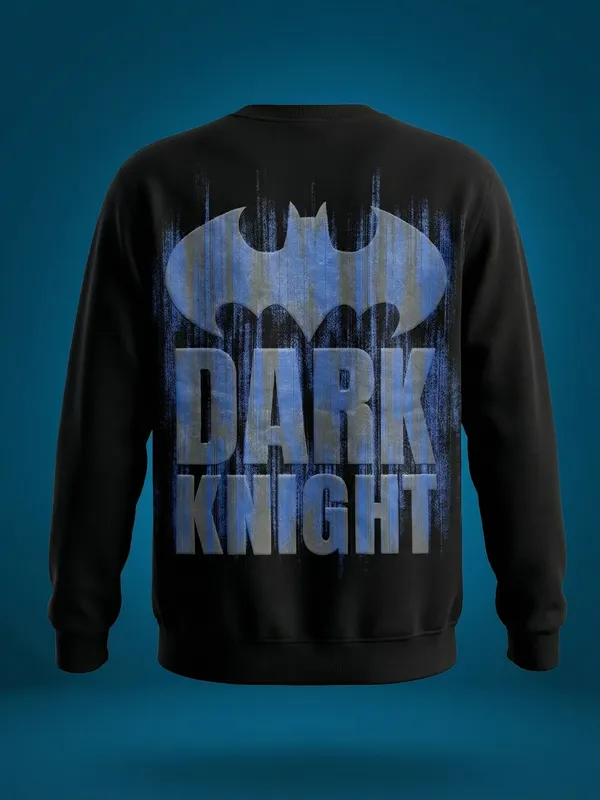 DC By Highlander Men Black Batman Round Neck Pullover Sweatshirt