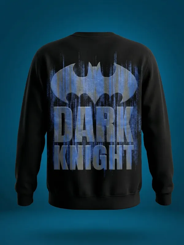 DC By Highlander Men Black Batman Round Neck Pullover Sweatshirt