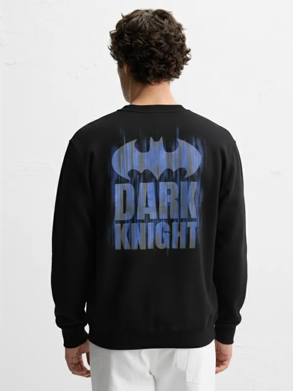 DC By Highlander Men Black Batman Round Neck Pullover Sweatshirt