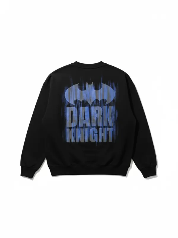 DC By Highlander Men Black Batman Round Neck Pullover Sweatshirt