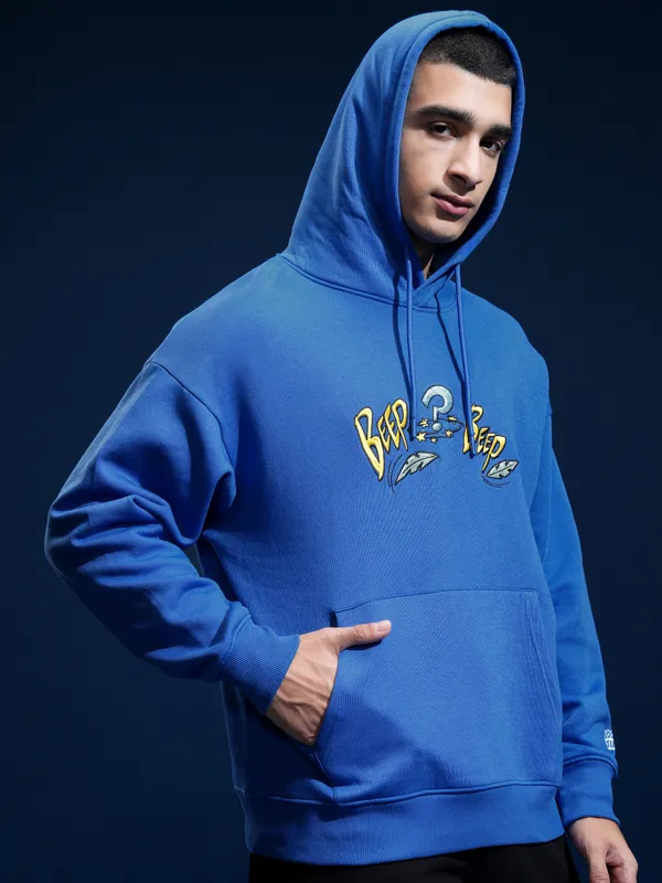 WB By Highlander Men Blue Looney Tunes Hood Pullover Sweatshirt