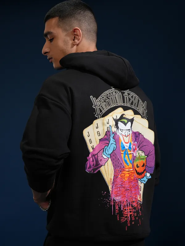 DC By Highlander Men Black Joker Hooded Pullover Sweatshirt