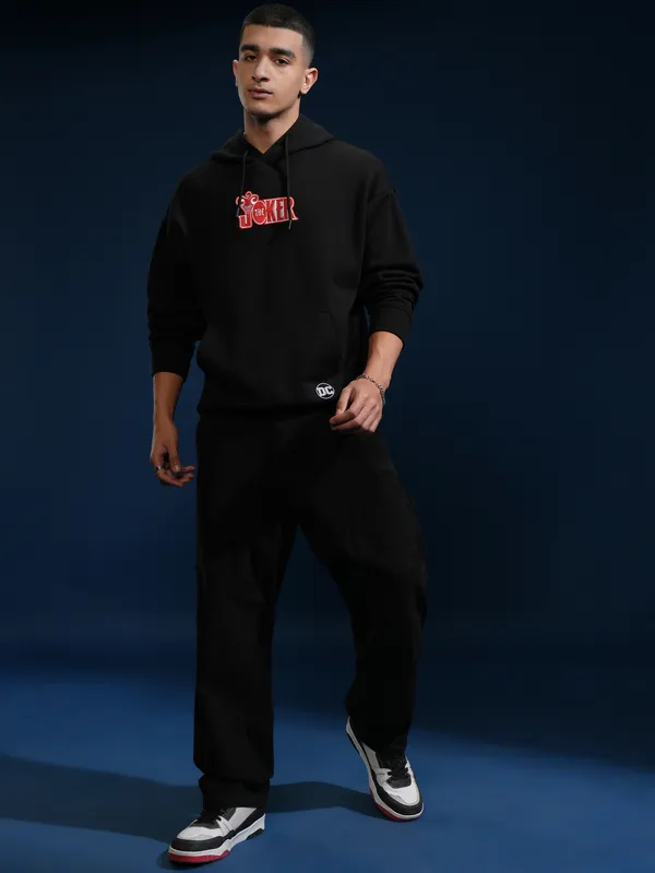 DC By Highlander Men Black Joker Hooded Pullover Sweatshirt