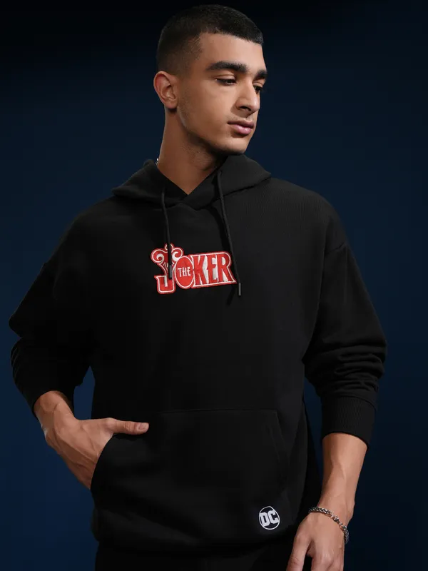 DC By Highlander Men Black Joker Hooded Pullover Sweatshirt