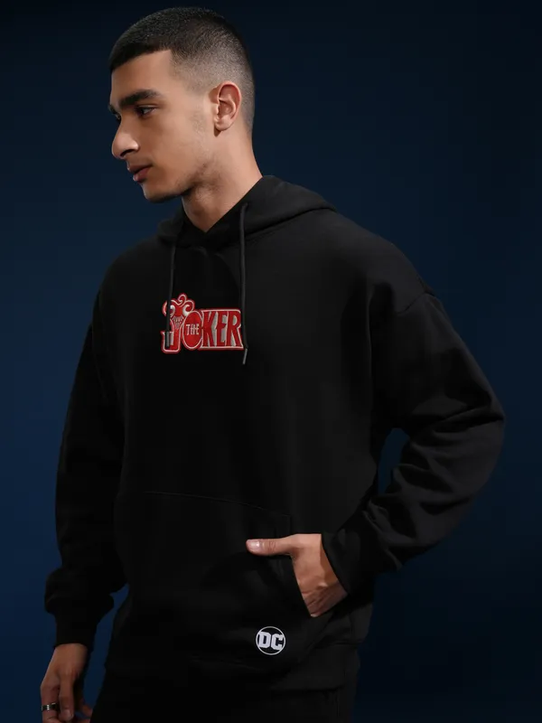 DC By Highlander Men Black Joker Hooded Pullover Sweatshirt
