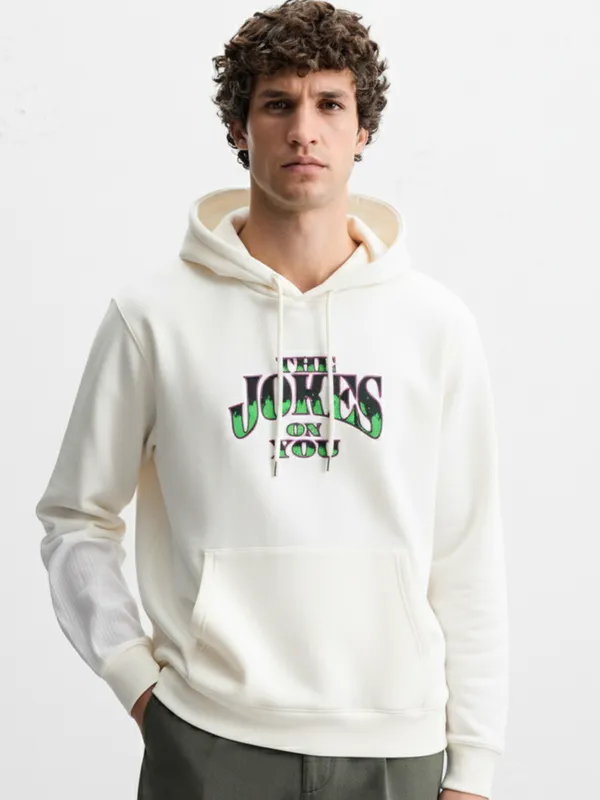 DC By Highlander Men White Joker Hooded Pullover Sweatshirt