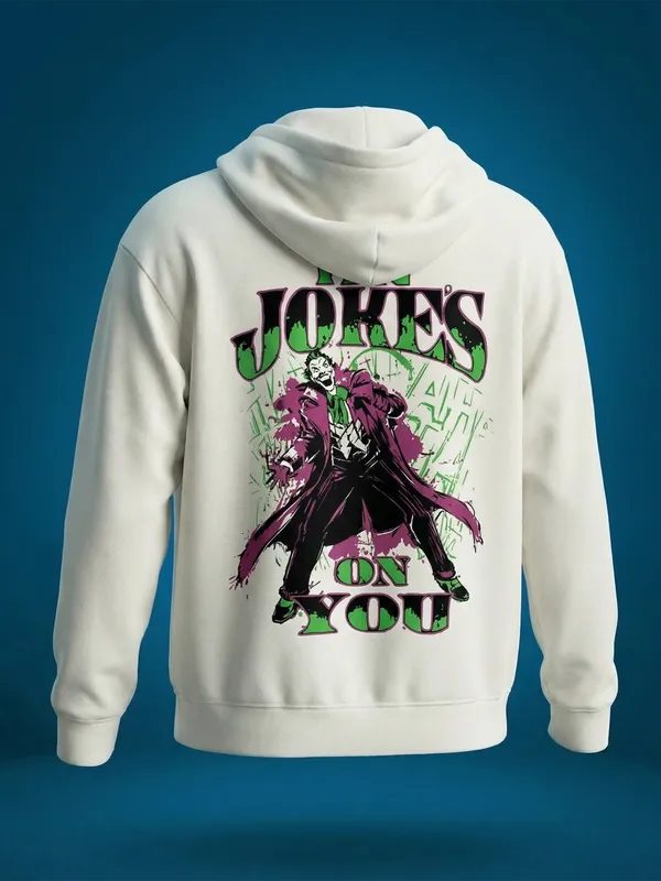 DC By Highlander Men White Joker Hooded Pullover Sweatshirt