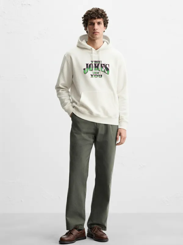 DC By Highlander Men White Joker Hooded Pullover Sweatshirt