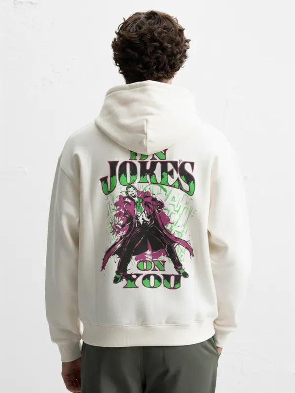 DC By Highlander Men White Joker Hooded Pullover Sweatshirt