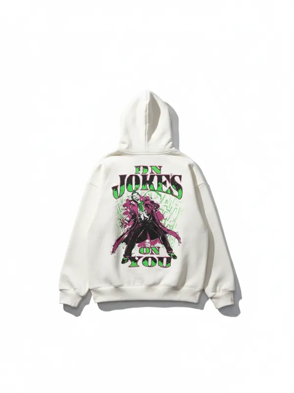 DC By Highlander Men White Joker Hooded Pullover Sweatshirt