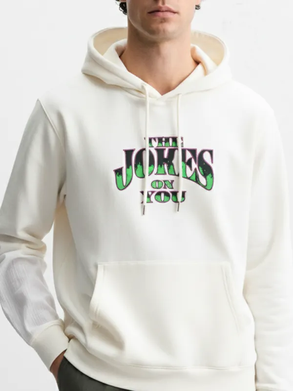 DC By Highlander Men White Joker Hooded Pullover Sweatshirt