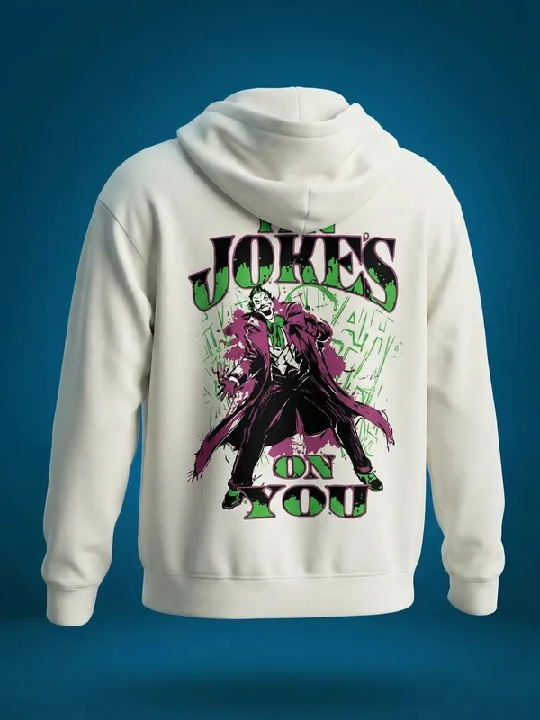 DC By Highlander Men White Joker Hooded Pullover Sweatshirt