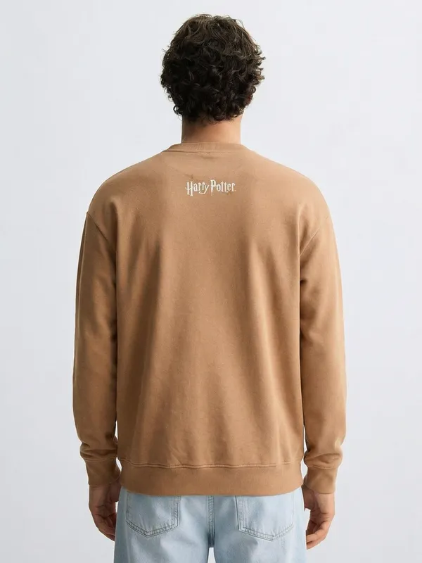 WB By Highlander Men Brown Harry Potter Round Neck Pullover Sweatshirt